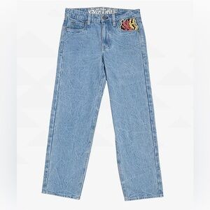 Ninth Hall Ambush blue baggy denim jeans featuring embroidered graffiti Size 30